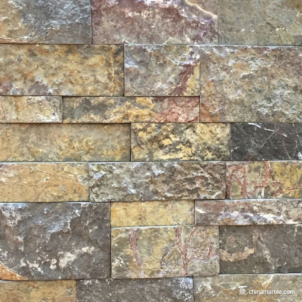 Gold Grey Quartzite Stacked Stone, Ledge Panel, Cultured Stone