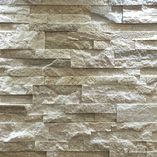 White Quartzite Flat Ledge Stone, Cultured Wall Stone