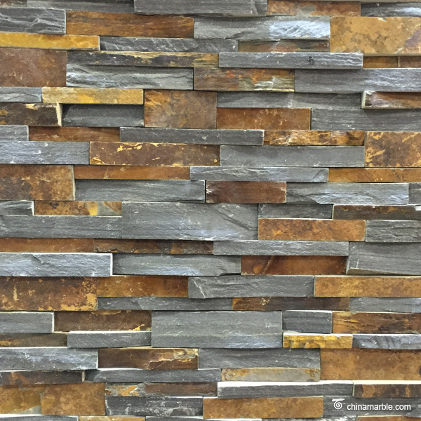Rust and Slate Brown 3D Stacked Stone