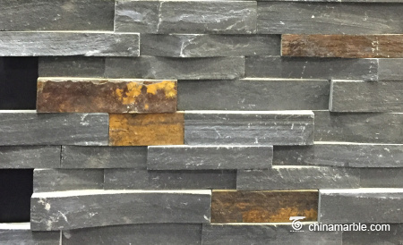 Black and Rust Slate Rock Face Stacked Stone