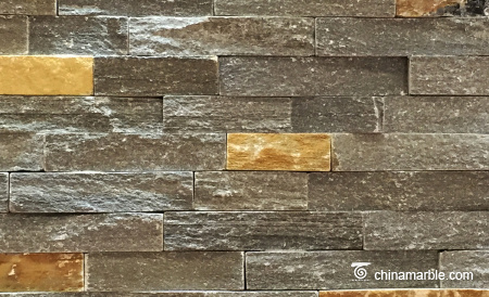 Dark Grey with Rust Slate Rock Face Stacked Stone