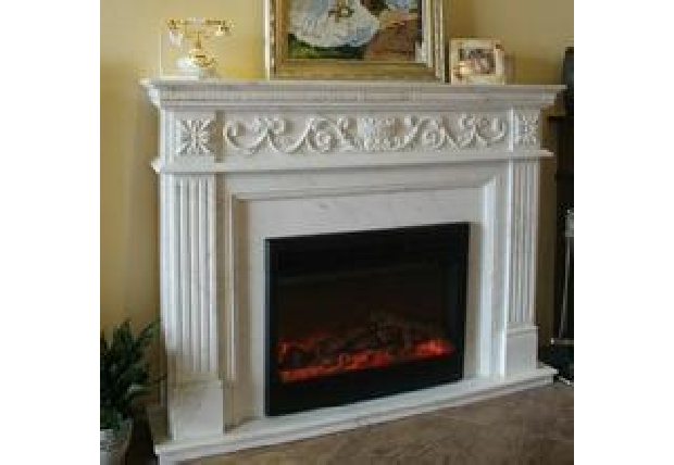 Fashionable white marble fireplace