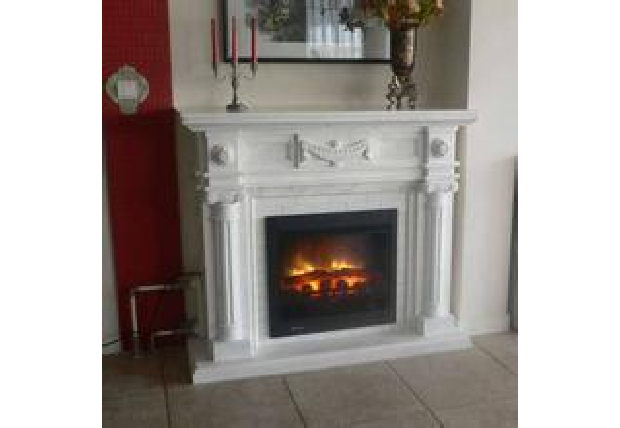 Classic white marble fireplace