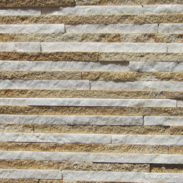 White Marble Yellow Sandstone Thin Stone Veneer