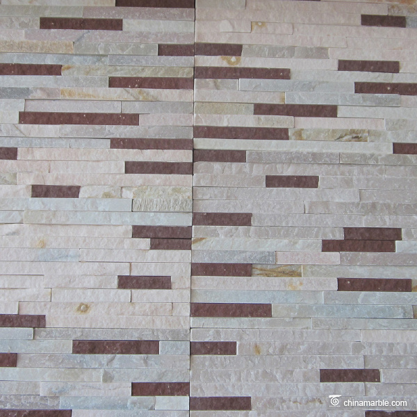 White and Red Marble Thin Stone Veneer