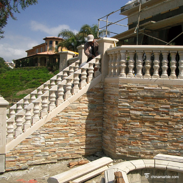 Beige limestone balustrade