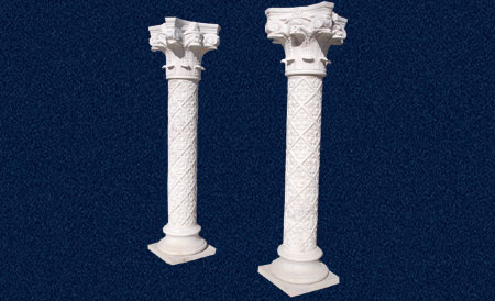Carved white marble column