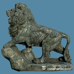 Marble lion with stone rock