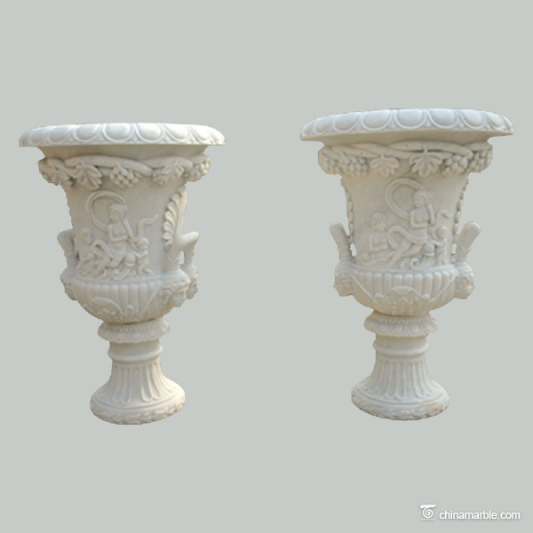 Marble flowerpot with relief