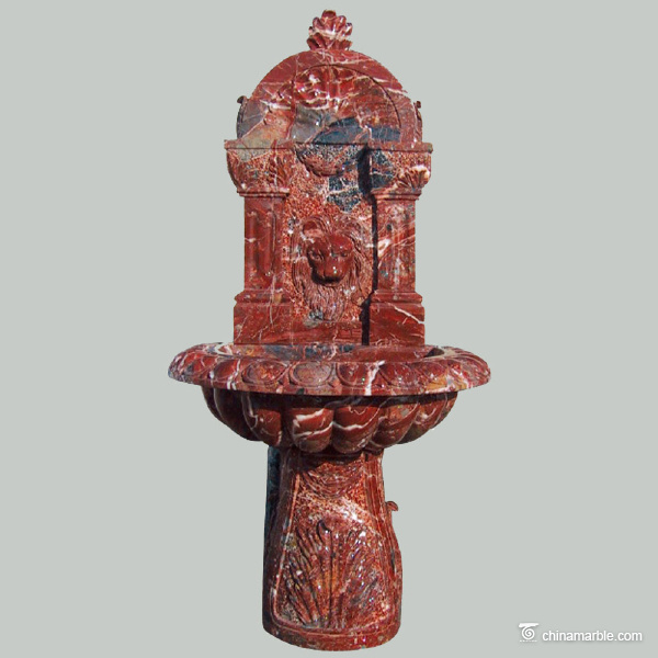 The Rosso Levanto marble wall fountain