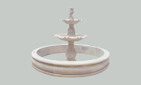 Two tiered marble fountain