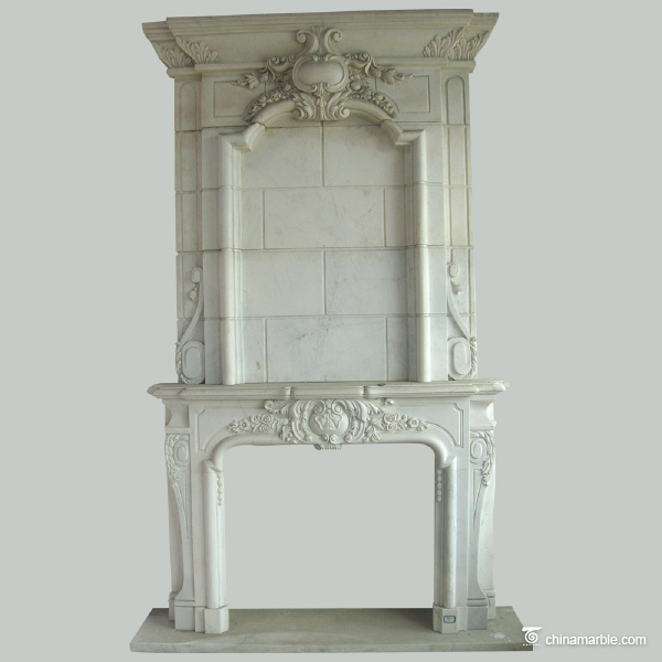 Grandly carved marble fireplace