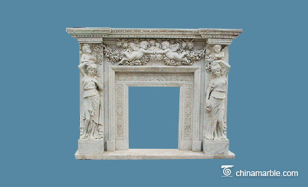 Two maidens marble fireplace