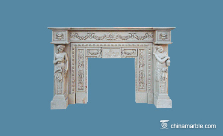 Greek style statues marble fireplace