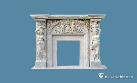Carved figures fireplace