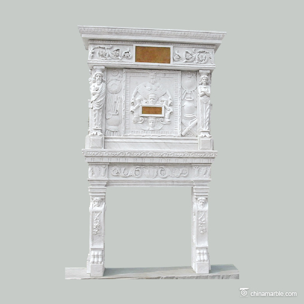 Classic marble fireplace with overmantel