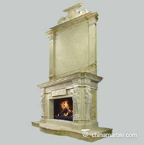 Cream Marble Fireplace