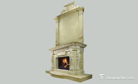 Cream Marble Fireplace