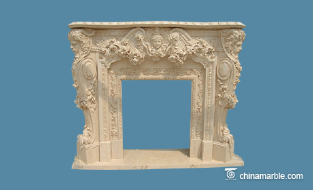 Stone carved fireplace