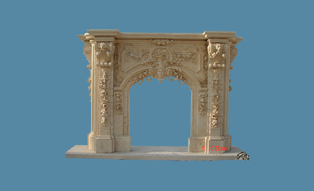 Stone carved fireplace