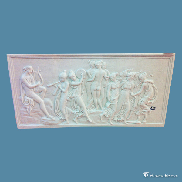 White marble figures wall relief