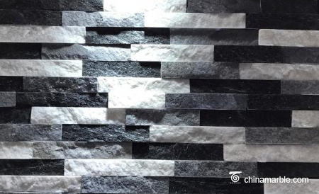 Multicolor Black Grey White Quartzite Stone Wall Rockface Cladding CS-191