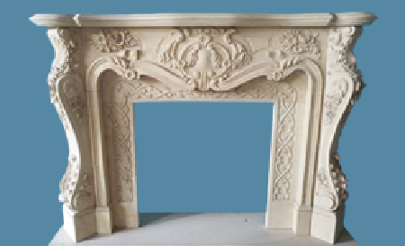 Indoor Decorative Freestanding White Natural Stone Marble Fireplace Mantel