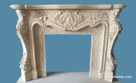 Indoor Decorative Freestanding White Natural Stone Marble Fireplace Mantel