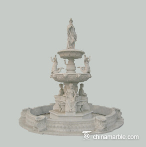 White Marble Buddha Statue Water Fountain Marble