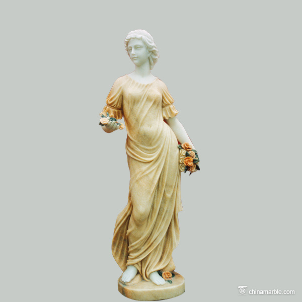 Delicate Carvings Beautiful Girl Marble Statue Figures Stone Sculptures
