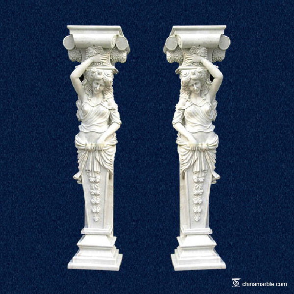 Decorative Hollow Roman Marble Column Pillar In Stone