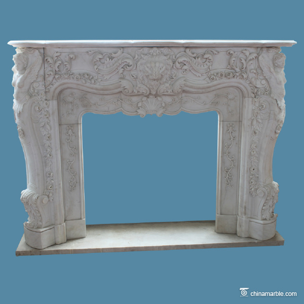 Cream Marble Fireplace Mantel