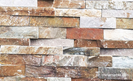 Golden Beige Slate Rock Face Stacked Stone Panels with Corners