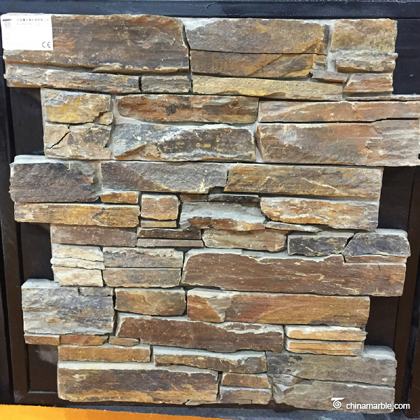 Rust Gray Rock Face Stone Veneer/Stacked Stone Panel/Slate Wall Cladding