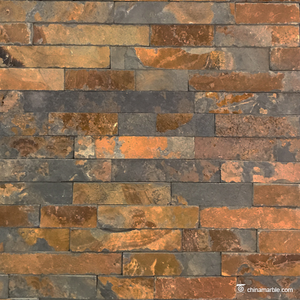Copper Rust Slate China Cheap Ledge Stone, Wall Stone Cladding