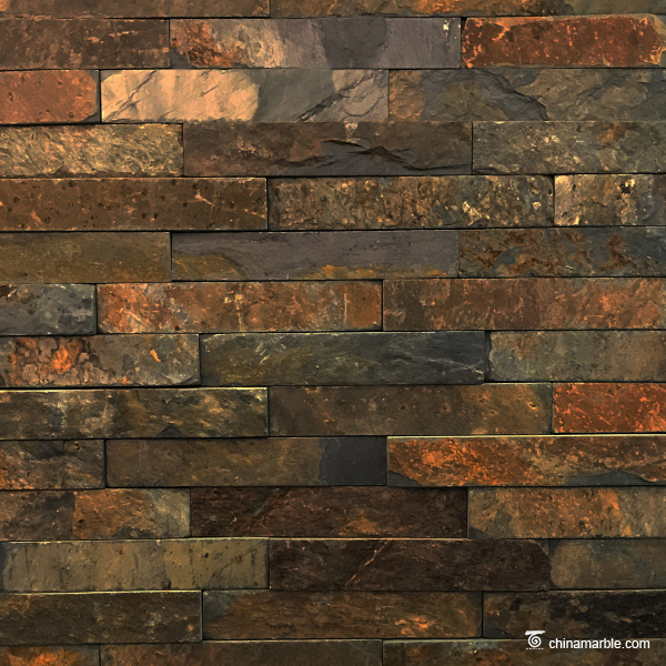 Rust Slate Ledge Stone Panels Flat Face with Corners, China Wall Stone Cladding