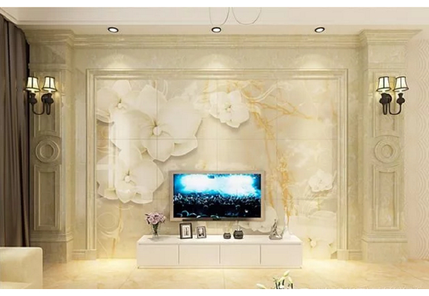Elegant  Marble slate TV background wall