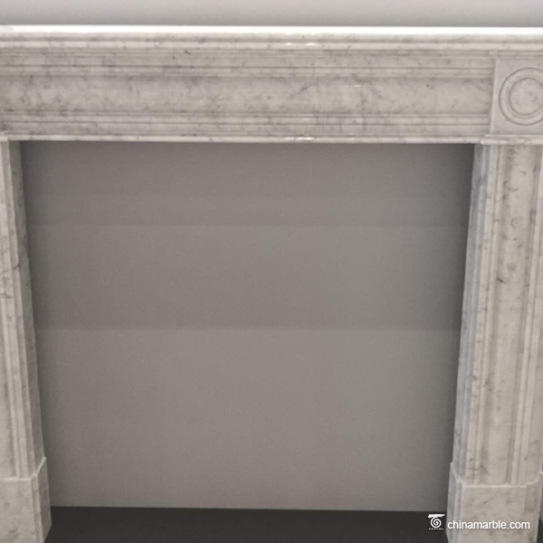 White Aegean limestone fireplace mantel