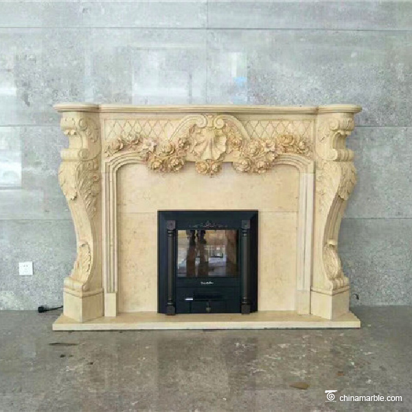 Cream marble Fireplace