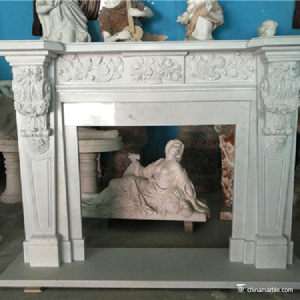 Flower Carving Fireplace