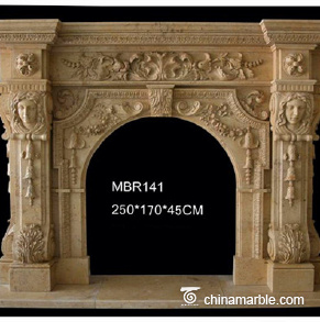 Yellow Composite Granite Column Fireplace Hearth Surround/Fireplace Mantel