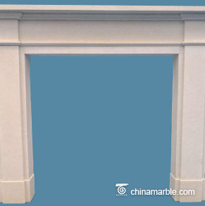 Aegean limestone fireplace mantel