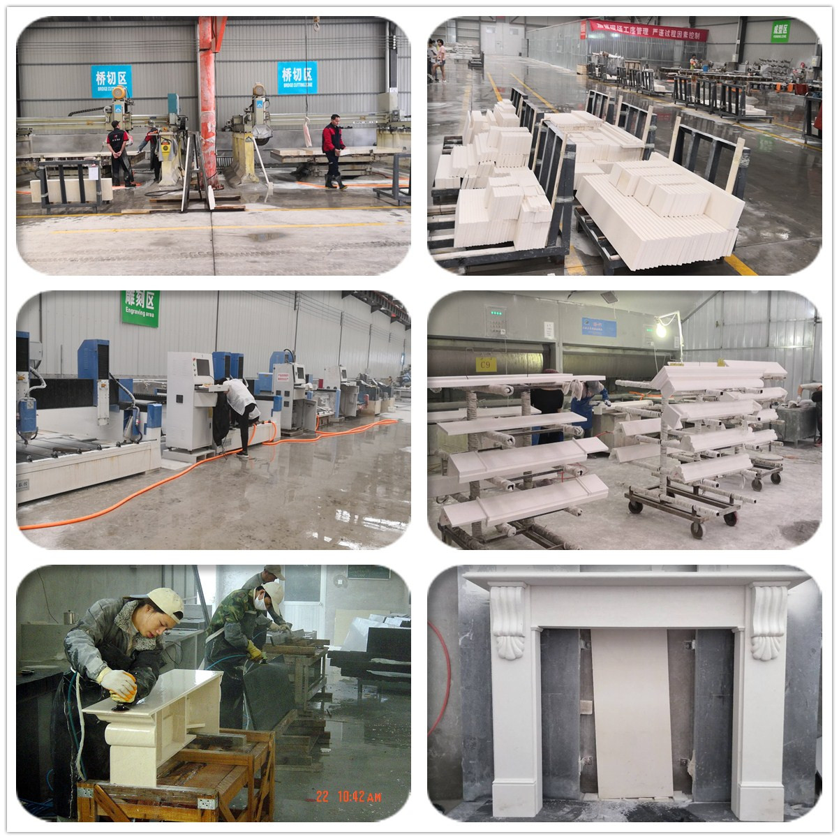 Decorative natural white marble fireplace surround, marble stone fireplace decor