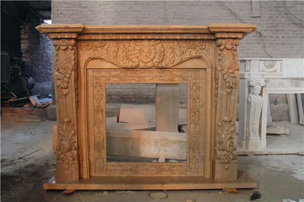 Brown limestone mantel FC-FP92.jpg