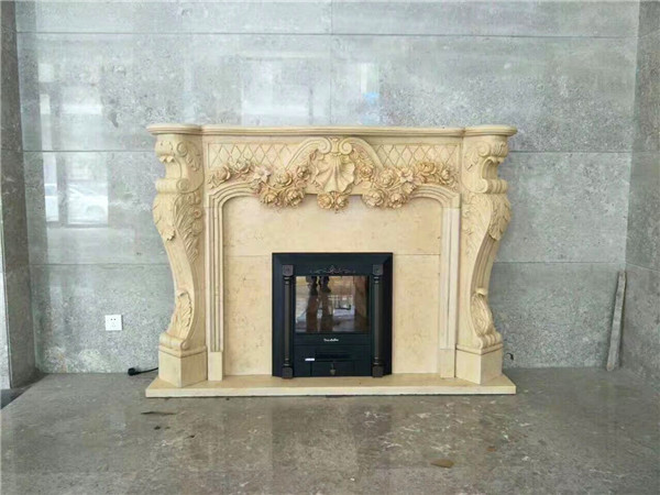 cream marble fireplace FC-FP95.jpg
