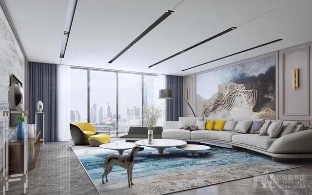 Villa living room marble decor