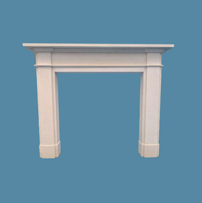 Aegean limestone fireplace man