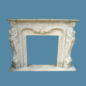 Cream Marble Fireplace Mantel 