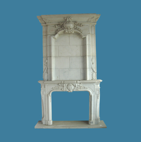 Grandly carved marble fireplac