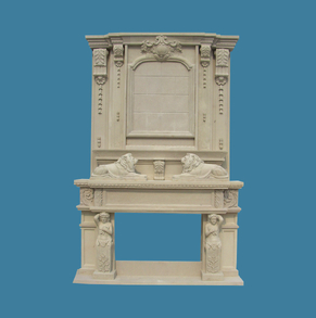 Beige stone fireplace DB-FP-02